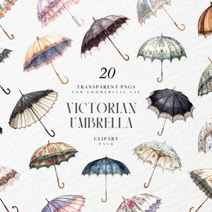 Clipart di ombrello vittoriano ad acquerello, grafica di ombrellone antico, accessorio in pizzo vintage, effimeri romantici, PNG trasparente, uso commerciale