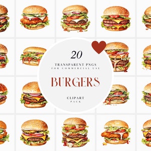 Imágenes prediseñadas de hamburguesa de acuarela, imágenes prediseñadas de hamburguesa con queso, imágenes prediseñadas de hamburguesas, imágenes prediseñadas de hamburguesa de pollo, comida rápida casera, PNG transparente, uso comercial