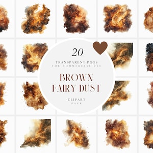 May include: A set of 20 brown fairy dust clipart images. The images are transparent PNGs and are perfect for adding a touch of magic to your designs.