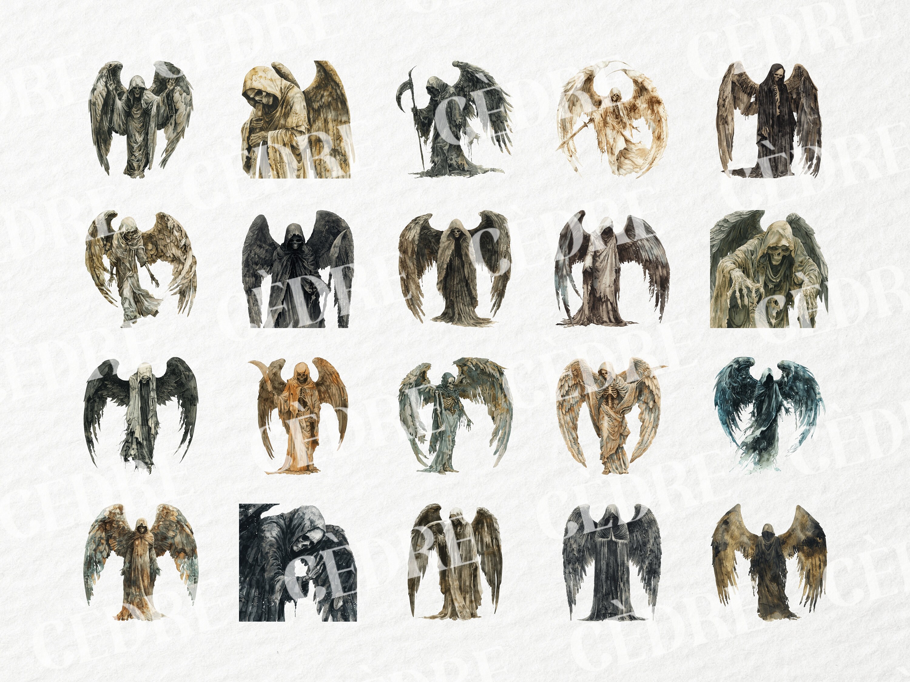 Snatcher Graphics Watercolor Angel of Death Clipart, Soul Snatcher Clipart, Grim Reaper ...