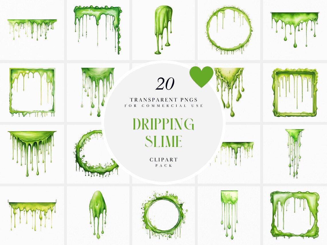 Watercolor Green Slime Clipart, Dripping Slime Clipart, Slime Drip ...