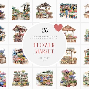 Aquarell Blumenmarkt Clipart, Lokaler Blumenmarkt Clipart, Blumenwagen Clipart, Blumenkiosk, Transparente PNG Grafiken, kommerzielle Nutzung
