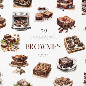 Aquarel chocolade brownies clipart, zoete zelfgemaakte brownie clipart, gebakken goederen, dessert, melk, transparante png-afbeeldingen, commercieel gebruik