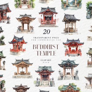Watercolor Buddhist Temple Clipart, Shrine Building, Shinto, Buddhism, Taoism, Confucianism, Spirituality, Transparent PNG, Commercial Use