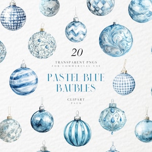 Aquarell Pastellblau Weihnachtskugeln, Kugeln, Kugeln, Baumdekor, Weihnachtsschmuck, Festtage, transparente PNG, kommerzielle Nutzung