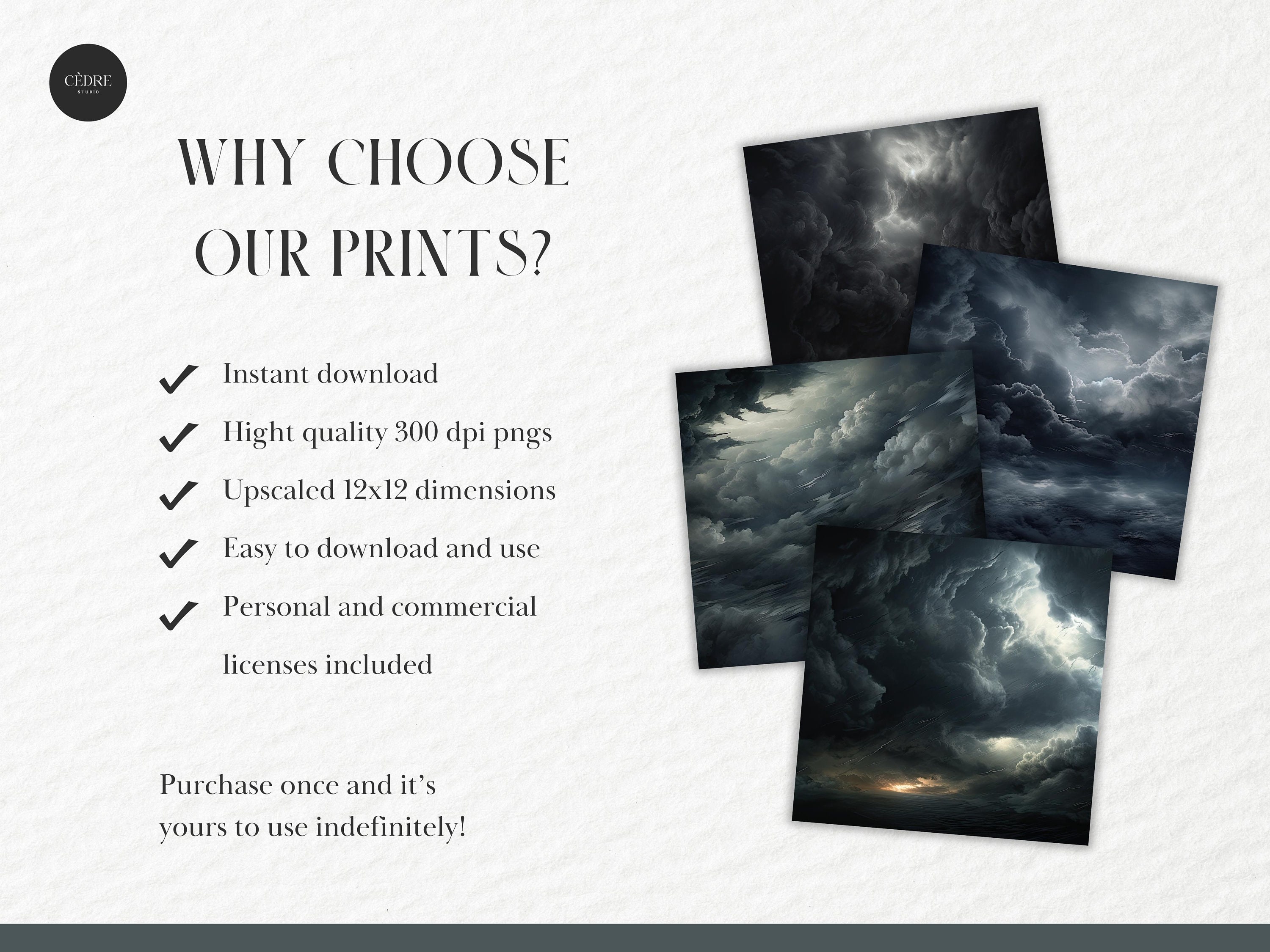 Stormy Clouds Digital Papers, Gray Storm Clouds Digital Patterns ...