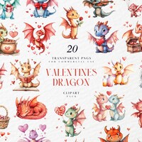 Cute Baby Dragon Valentine Clipart, Dragon Love PNG, Valentine ...