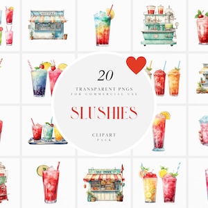 Clipart di granite di ghiaccio dell'acquerello, clipart di granite rinfrescante, clipart di slurpee estivo, clipart di ghiaccio freddo, uso commerciale grafico PNG trasparente