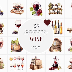 Aquarell Wein Clipart, dunkler Wein Clipart, lila Trauben Clipart, Rotwein Clipart, transparente PNG Grafiken, kommerzielle Nutzung