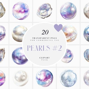 Aquarel parels clipart, ronde parel clipart, glanzende parels clipart, parel sieraden, luxe, transparante PNG-graphics, commercieel gebruik