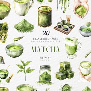 Clipart de Matcha em aquarela, Chá verde, Estética de café japonês, Bebida de fusão, Sorvete, Sobremesa, Gráficos PNG transparentes, Uso comercial