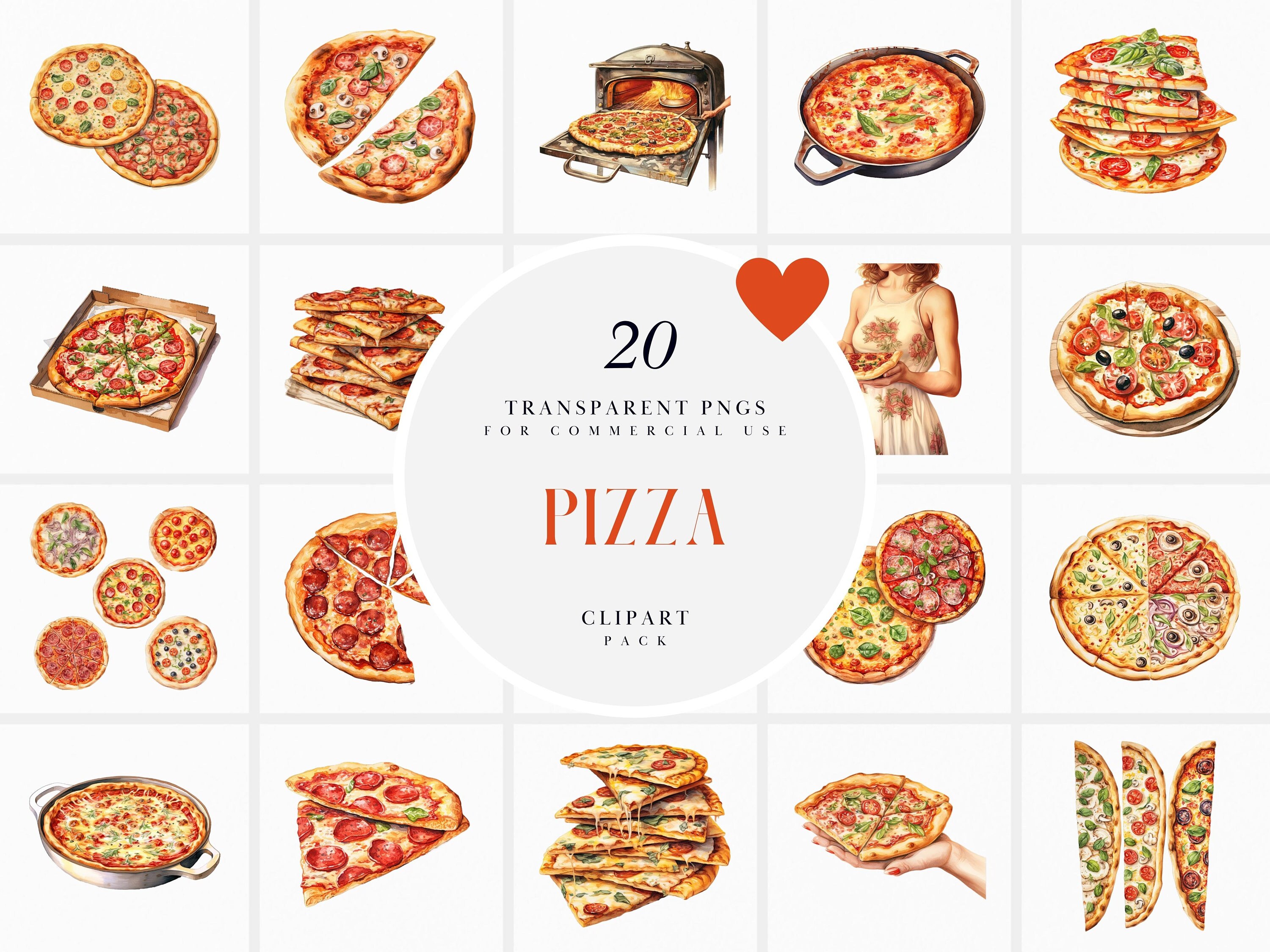 Watercolor Pizza Clipart, Pizza Slice Clipart, Party Pizza Box Clipart