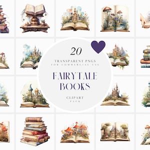 Aquarel sprookjesboek clipart, sprookjesverhaal boeken clipart, magische fantasie prinses verhaal boek clipart, transparante png, commercieel gebruik