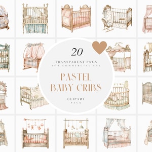 Aquarell Baby Krippe Clipart, hölzerne Baby Krippen Clipart, gemütliche Säugling Bett Clipart, Kinderzimmer Möbel Clipart, transparente PNG, kommerzielle Nutzung