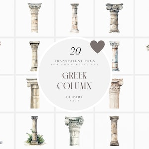 Aquarel Griekse pijler clipart, oude Griekse zuil, pier, antieke sculptuur, oude architectuurelementen, transparante png, commercieel gebruik