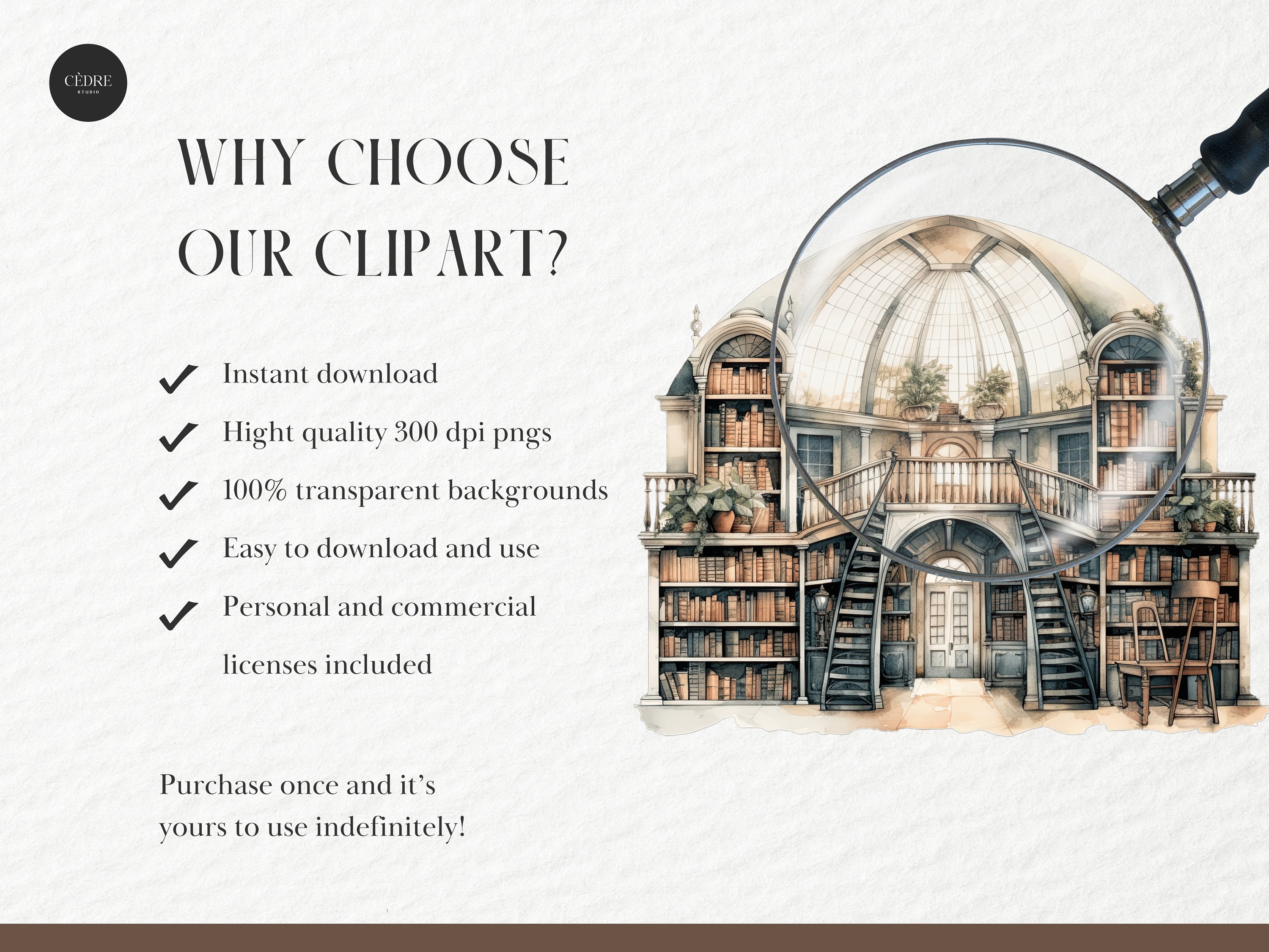 Watercolor Old Library Interior Clipart, Inside Library Clipart ...