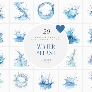 Clipart di schizzi d'acqua ad acquerello, Clipart di pozzanghere d'acqua che schizzano, Sovrapposizione di gocce d'acqua limpida, Gocciolina, Grafica PNG trasparente, Uso commerciale