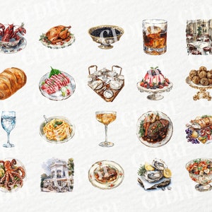 Watercolor Fancy Dinner Clipart, Luxury Fine Dining Restaurant, High ...