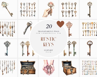 Akwarela Wiktoriańskie Klucze Clipart, Vintage Klucz Clipart, Średniowieczne Klucze Szkieletowe, Stary Klucz Clipart, Przezroczyste Pliki PNG Do Użytku Komercyjnego
