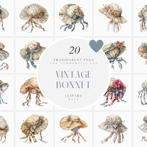 Clipart di cappelli vintage ad acquerello, Clipart di cappelli da donna vittoriani, Clipart di accessori per cappelli da donna edoardiani, PNG trasparenti, uso commerciale
