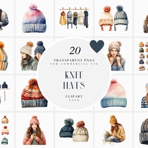 Aquarell Strickmütze Clipart, gemütliche Strickmützen Clipart, handgemachte Mütze Clipart, warme Mütze Clipart, transparente PNG Grafiken, kommerzielle Nutzung