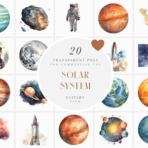 Aquarelle des cliparts de l'espace, des planètes des cliparts, des cliparts du système solaire, des astronautes des cliparts, téléchargement immédiat au format PNG pour un usage commercial.