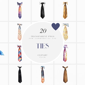 Watercolor Neck Tie Clipart, Tie Clipart, Colorful Suit Tie Clipart, Dapper Mens Fashion Clipart, Transparent PNG Graphics, Commercial Use