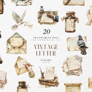 Aquarel vintage brief clipart, handgeschreven correspondentie, schrijvers ambacht, vintage, antiek, oude post, transparante png, commercieel gebruik