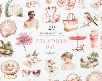 Puede incluir: Un paquete de clipart digital de 20 ilustraciones de acuarela con temas de días de verano rosa. Las ilustraciones incluyen un flamenco rosa, un cisne blanco, una bolsa de playa rosa y blanca, una sombrilla rosa, un arreglo floral rosa y blanco, una concha rosa y blanca, un árbol floral rosa y blanco, un arreglo floral rosa y blanco, un arreglo floral rosa y blanco, un arreglo floral rosa y blanco, un arreglo floral rosa y blanco, un arreglo floral rosa y blanco, un arreglo floral rosa y blanco, un arreglo floral rosa y blanco, un arreglo floral rosa y blanco, un arreglo floral rosa y blanco, un arreglo floral rosa y blanco, un arreglo floral rosa y blanco, un arreglo floral rosa y blanco, un arreglo floral rosa y blanco.