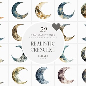 Aquarell realistische Halbmond Clipart, Mondzyklen, Weltraumelemente, Astronomie, Horoskope, transparente PNG-Grafik, kommerzielle Nutzung