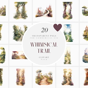 Clipart del sentiero stravagante dell'acquerello, Clipart del sentiero della foresta fantasy, Clipart della coda magica che cammina, Clipart, Stampa PNG trasparente, Uso commerciale