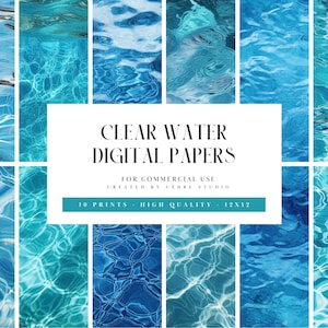 Papeles digitales de agua clara, patrones digitales de agua clara, foto de fondo de fondos de pantalla digitales de agua clara, patrón sin costuras de agua clara azul