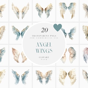 Aquarelle ailes d&#39;ange des cliparts, des cliparts aile d&#39;ange ciel, des cliparts d&#39;ailes de plume blanche, céleste, graphiques PNG transparents, usage Commercial