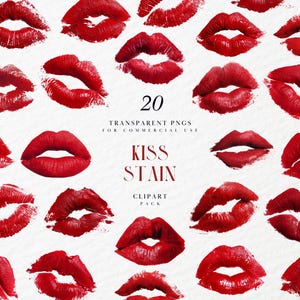 Aquarell Kuss Fleck Clipart, roter Lippenstift Smooch Mark, romantisches Valentinstag Element, Liebe Symbol Grafiken, transparente PNG, kommerzielle Nutzung