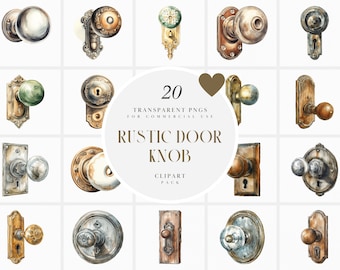 Aquarelle bouton de porte rustique des cliparts, Clipart anciens boutons de boutons, minable des cliparts, entrée de la maison, graphique PNG Transparent, usage Commercial