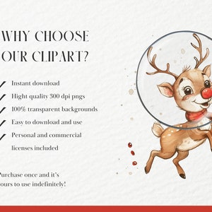 Watercolor Cartoon Rudolph the Red Nosed Reindeer Clipart, Adorable ...