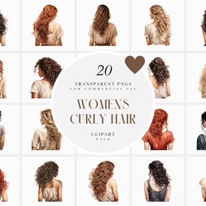 Aquarell Lockiges Haar Clipart, Frauen Haar Lockeres langes Haar Clipart, Lockiges Mädchen Haar, Lockige Frisur Clipart, Transparente PNG kommerzielle Nutzung