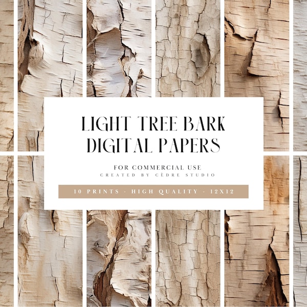 Light Tree Bark Digital Papers, Light Wood Bark Digital Patterns, Beige Tan Log Bark Digital Wallpapers, Beige Bark Texture Background