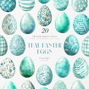 Aquarel groenblauw paaseieren clipart, pastel lentemand decor, mint babyshower, zacht geschilderde vakantie, transparante png, commercieel gebruik
