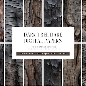 Papeles digitales de corteza de árbol oscuro, patrones digitales de corteza de madera negra, fondos de pantalla digitales de corteza de tronco, fondo de textura de corteza, patrón sin costuras de corteza