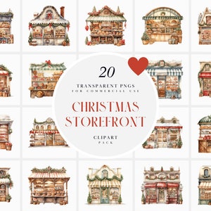 Può includere: Un set di 20 illustrazioni digitali di vetrine di negozi di Natale. Le illustrazioni sono in stile acquerello e presentano vari dettagli festivi, come ghirlande, festoni e luci. Le vetrine dei negozi sono tutte diverse, ma hanno tutte un aspetto affascinante e fantasioso.