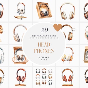 Imágenes prediseñadas de auriculares de acuarela, imágenes prediseñadas de auriculares, auriculares supraaurales, trabajo, juegos, cancelación de ruido, gráfico PNG transparente, uso comercial