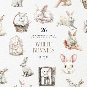 Aquarell weißes Häschen Clipart, süße weiße Häschen Clipart, springen, bezaubernd, Wald, Tiere, Wildtiere, transparente PNG, kommerzielle Nutzung