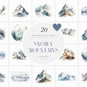 Aquarelle des cliparts montagne enneigée, clipart sommet de la montagne enneigée, sommet des neiges, clipart chaîne de montagnes arctique, PNG Transparent, usage Commercial