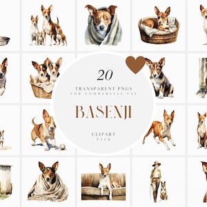 Aquarell Basenji Hund Clipart, Basenji Clipart, Welpen Hund Clipart, Haus Haustier Hund Basenji Clipart, transparente PNG-Grafik, kommerzielle Nutzung