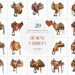 Watercolor Horse Saddle Clipart, Horse Racing Clipart, Horseback riding Clipart, Equestrian Clipart, Transparent PNG Graphic, Commerical Use