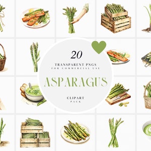 Aquarelle asperge clipart, clipart légumes verts, végétarienne, nourriture saine, légumes, asperges, graphique PNG transparent, usage Commercial