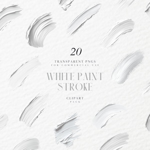 May include: A set of 20 white paint stroke clipart images. The images are transparent PNGs for commercial use.