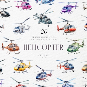 Aquarell Hubschrauber Clipart, Hubschrauber Clipart, Spinning Hubschrauber Clipart, Flugzeug Clipart, transparente PNG Grafiken, kommerzielle Nutzung
