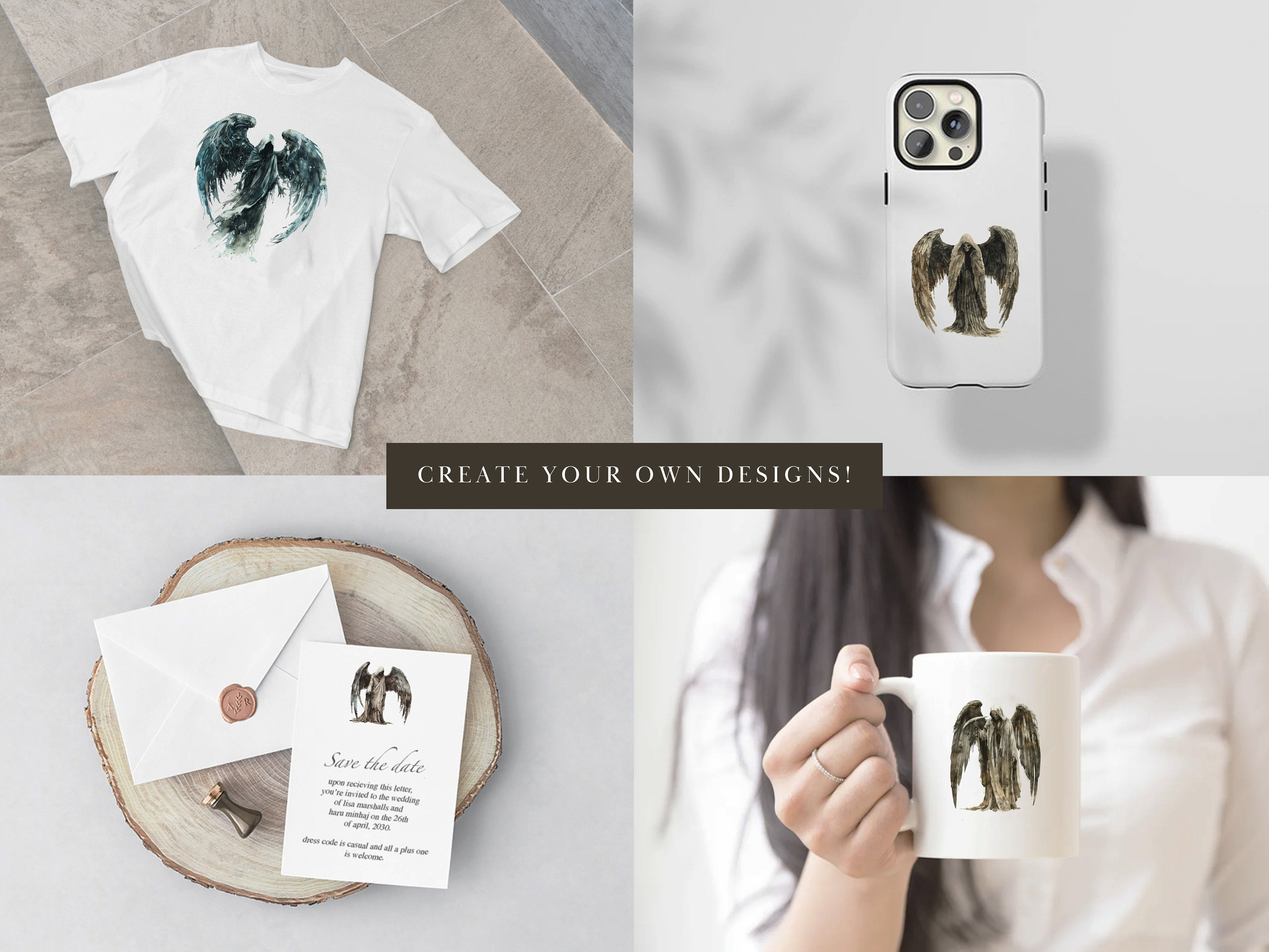 Snatcher Graphics Watercolor Angel of Death Clipart, Soul Snatcher Clipart, Grim Reaper ...